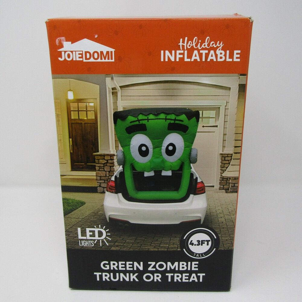 JOIEDOMI 4.3FT Green Zombie Trunk or Treat Inflatable LED Lights Halloween Decor